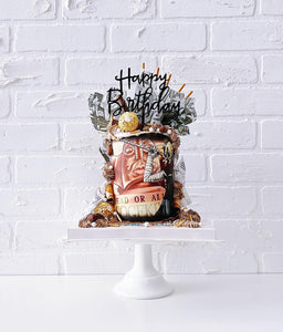 Cursive "Happy Birthday" Shiny Cake Topper