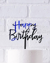 Load image into Gallery viewer, Cursive &quot;Happy Birthday&quot; Cake Topper - Blue, Gold, Pink or Silver
