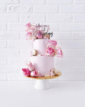 Load image into Gallery viewer, Cursive &quot;Happy Birthday&quot; Cake Topper - Blue, Gold, Pink or Silver
