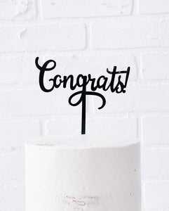 "Congrats!' Cake Topper -Black, Gold or Silver