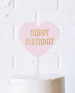 Pink Heart “Happy Birthday” Cake Topper