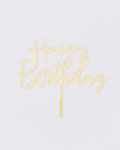 Cursive "Happy Birthday" Cake Topper - Blue, Gold, Pink or Silver