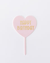 Load image into Gallery viewer, Pink Heart “Happy Birthday” Cake Topper
