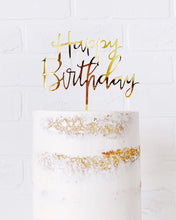 Load image into Gallery viewer, Cursive &quot;Happy Birthday&quot; Cake Topper - Blue, Gold, Pink or Silver
