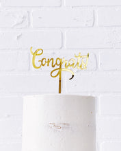 Load image into Gallery viewer, &quot;Congrats!&#39; Cake Topper -Black, Gold or Silver
