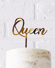 Load image into Gallery viewer, &quot;Queen&quot; Cake Topper - Black, Gold or Silver
