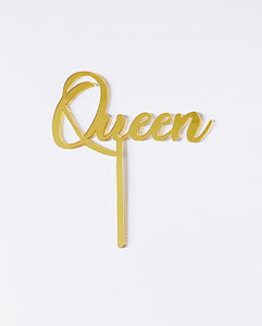 "Queen" Cake Topper - Black, Gold or Silver