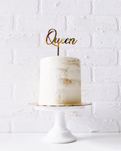Load image into Gallery viewer, &quot;Queen&quot; Cake Topper - Black, Gold or Silver
