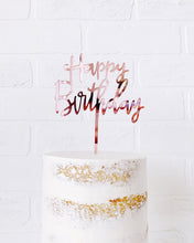 Load image into Gallery viewer, Cursive &quot;Happy Birthday&quot; Cake Topper - Blue, Gold, Pink or Silver
