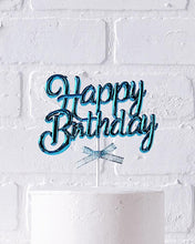 Load image into Gallery viewer, 3D &quot;Happy Birthday&quot; Cake Topper - Blue, Pink, and Silver
