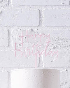 Cursive "Happy Birthday" Cake Topper - Pastel Blue or Pastel Pink