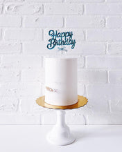 Load image into Gallery viewer, 3D &quot;Happy Birthday&quot; Cake Topper - Blue, Pink, and Silver
